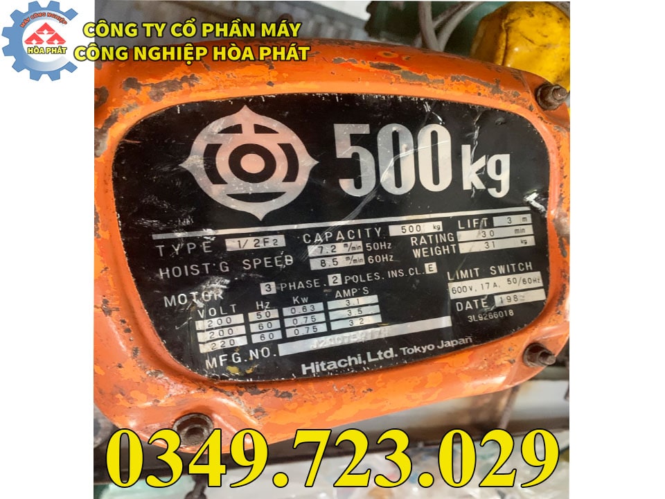 thông số pa lăng xích điện hitachi 500kg